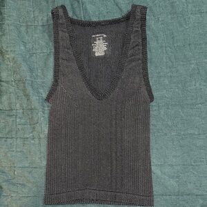 Free People Charcoal Ribbed Sleeveless Tank